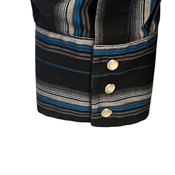 Ely Cattleman Mens Black/Blue Striped Western Shirt Snap-Front Long Sleeve XLT - Picture 4 of 5